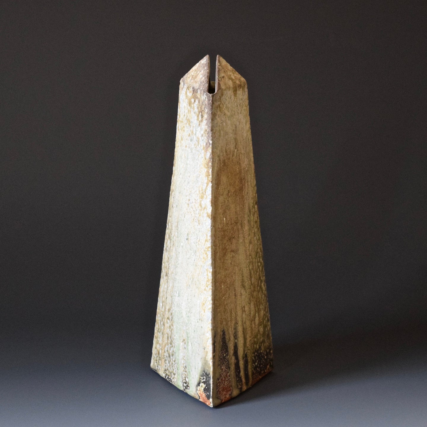 Yohen wood fired, natural ash glaze vase/sculpture